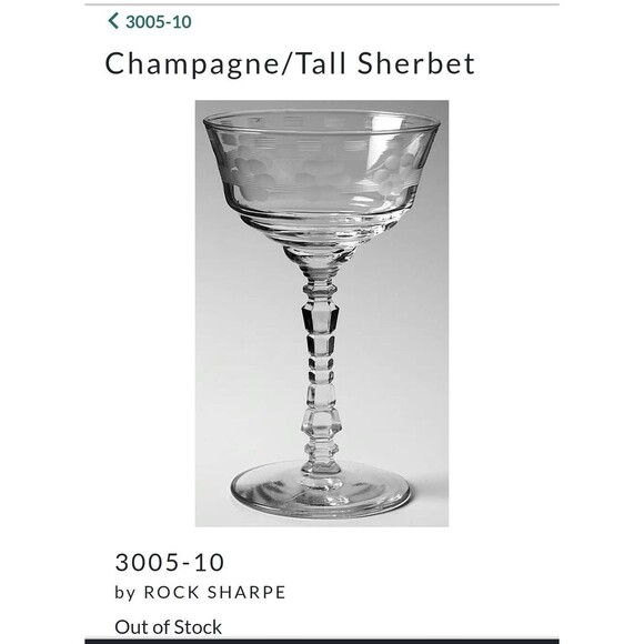 Vintage Libbey Rock Sharpe Flower & Lines Cut Champagne Goblet Set Of 4 - Picture 7 of 7